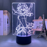 lampe led 3d personnage animé bleu blanc rouge base noire moderne contour linéaire