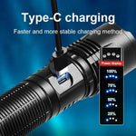 lampe torche led rechargeable 50w intense résistante camping travail noir texturé