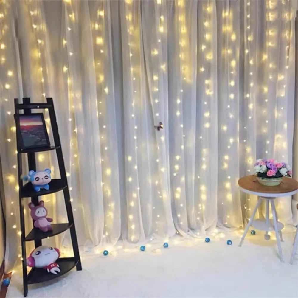 rideau lumineux led décoration intérieur guirlande noël mariage intérieur blanc chaud télécommande usb