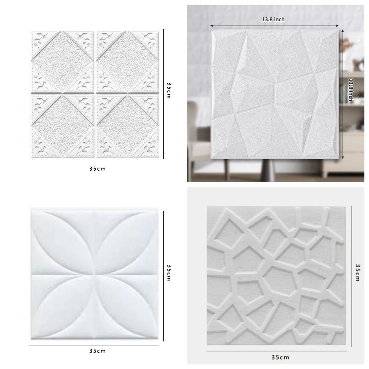 panneau mural autocollant 3d blanc motif géométrique moderne décoration salon mur pvc