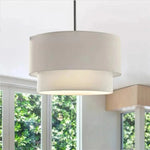 lampe suspendue moderne tissu lin beige noir salon chambre minimaliste