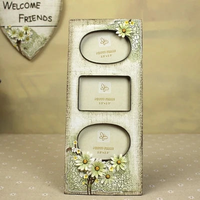 cadre photo vintage floral beige clair fleurs jaunes romantique differentes tailles adhésif