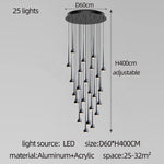 suspension lumineuse argentée gouttes pluie contemporaine fil 2000 82000 lumens chambre salon étude