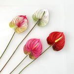 fleurs artificielles anthurium rouge vert rose blanches décoration moderne mariage intérieur decoration capitule plastique