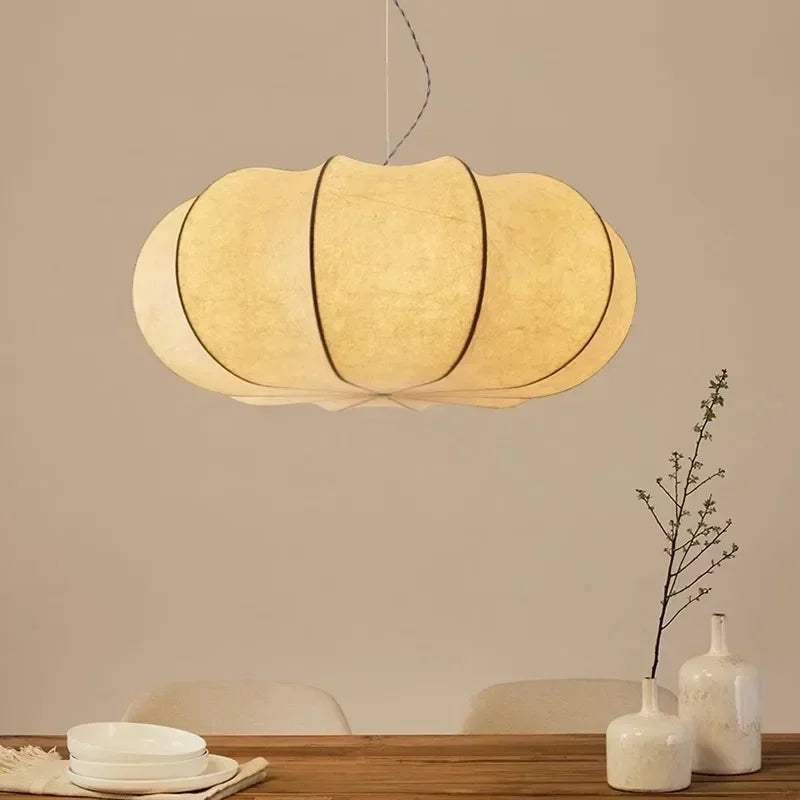 suspension lumineuse moderne minimaliste soie beige clair câble suspendu salon chambre étude hall lumière