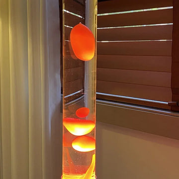 lampe bulles moderne orange jaune bleu rose base plate lumière chambre