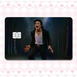 carte crédit personnalisée adhésif noir blanc michael jackson poses fond noir moderne minimaliste