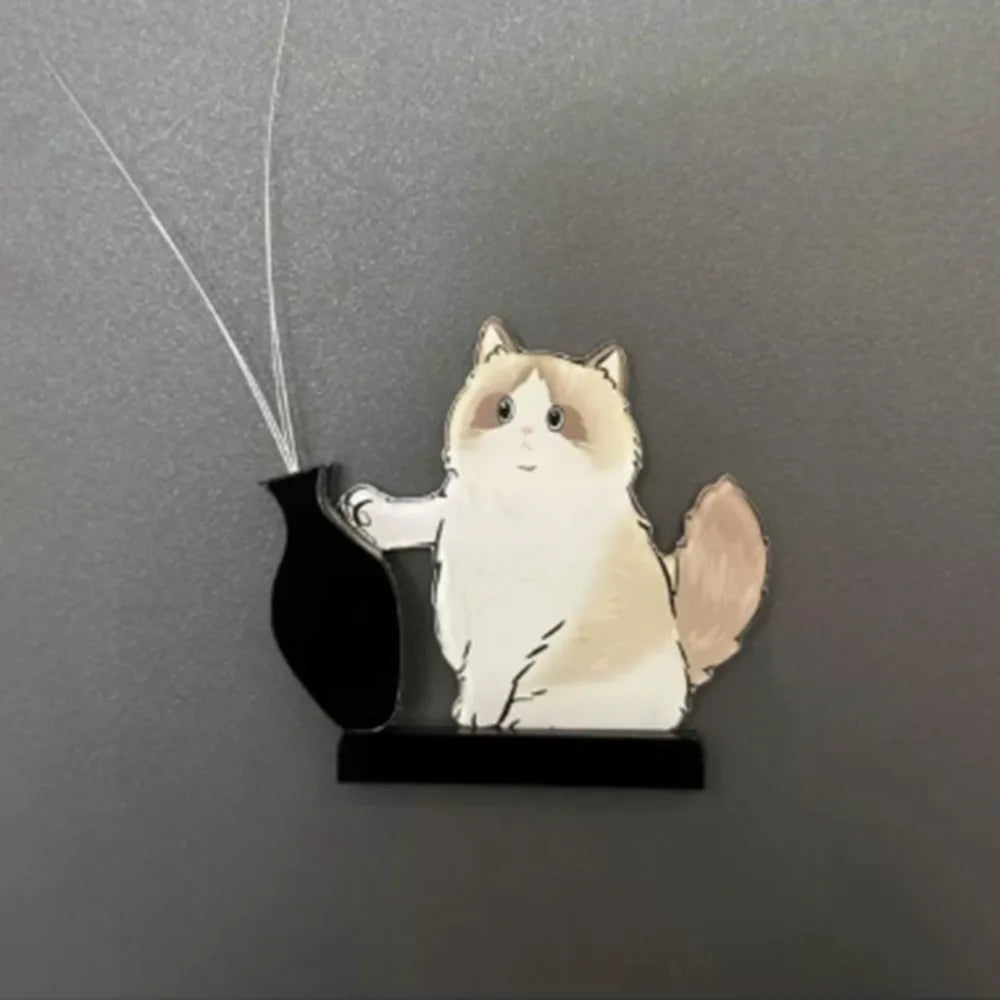 aimants chats dessin animé chat blanc noir orange vase assis tenancient vase