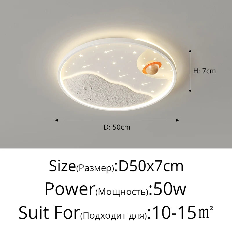 plafonnier led moderne blanc bleu nuit lune étoiles designintérieur lumière chambre enfants