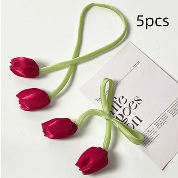 boucles rideau tulipes décoratives adhésives vert clair bleu clair rouge blanc