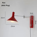 lampe murale articulée rouge blanc moderne prise fixée mur led chambre coucher