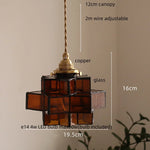 lampe suspendue moderne marron vert noir motif géométrique ampoule led e14 4w cable ajustable