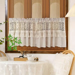 rideau boho crocheté franges beige clair rustique fenetre cuisine simple