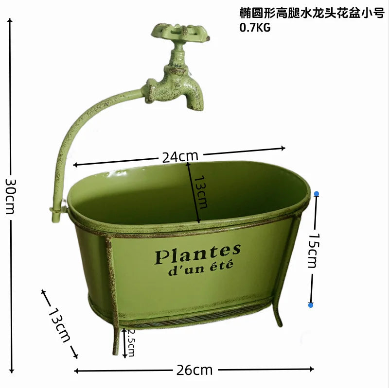 Cache pot fer vert olive élégant classique poignée métallique extérieur moderne fleur plante verteintérieur