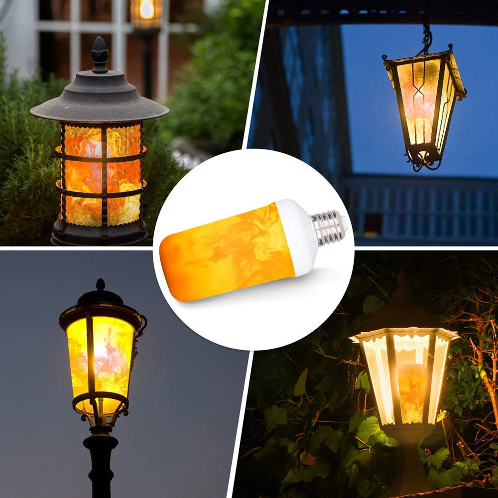 ampoule led flamme artificielle blanc orange moderne effet feu décoration salon festive