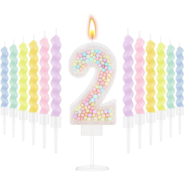 bougies anniversaire numérotées colorées spirales métalliques sucrées décoratives violet rose vert jaune blanc
