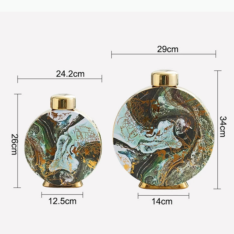 vase moderne élégant marbré couvercle doré multifonction fleur décoration intérieure blanc doré