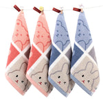 serviettes coton animées dessin triangles lapins nuages étoiles clips enfants rose bleu