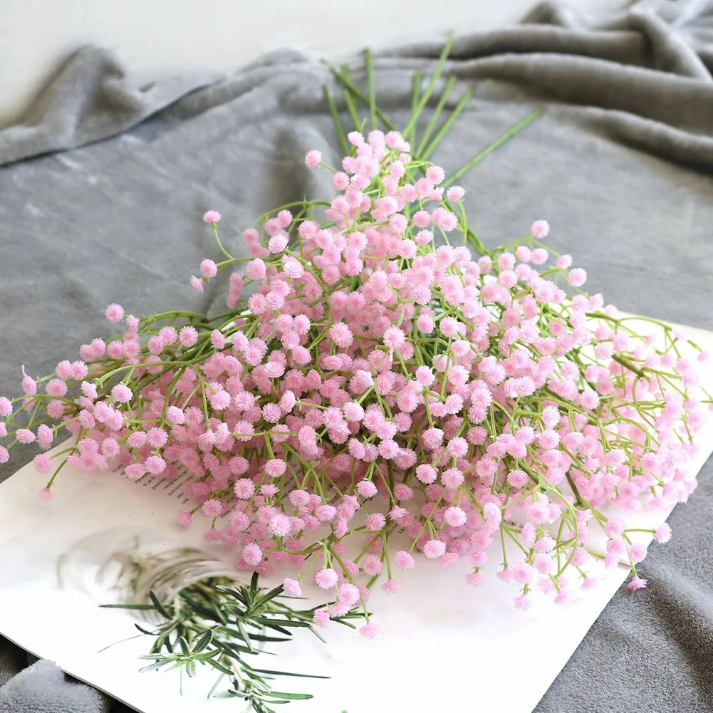 bouquet fleurs artificielles bleu rose blanc decoration intérieure moderne minimaliste