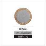 tapis table boho rustique tissé main naturel gris blanc cercles concentriques simple