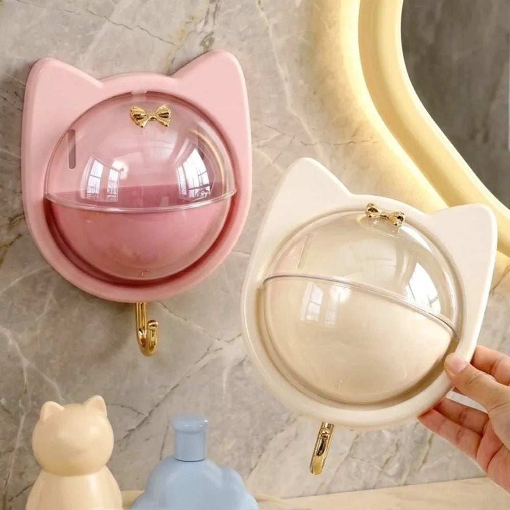 porte bougies mural tête chat couvercle transparent crochets métalliques moderne vert rose pastel
