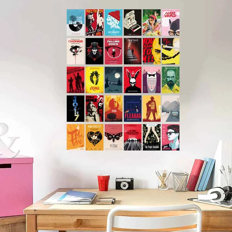 affiches films classiques graphiques moderne décoration murale salon multicolore silhouettes motifs simples minimaliste