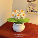 fleurs artificielles tricotées tournesol soie mixte couleurs vase blanc décoration intérieure créative artisanale