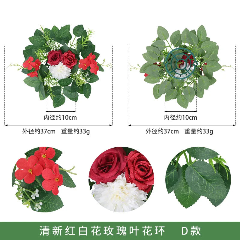 guirlandes florales artificielles couronne mariage décoration intérieure roses chrysanthèmes verte rouge