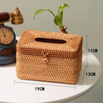boîtes mouchoirs tissu tressé rustique marron clair boucle métallique rangement serviettes papiers toilette salle