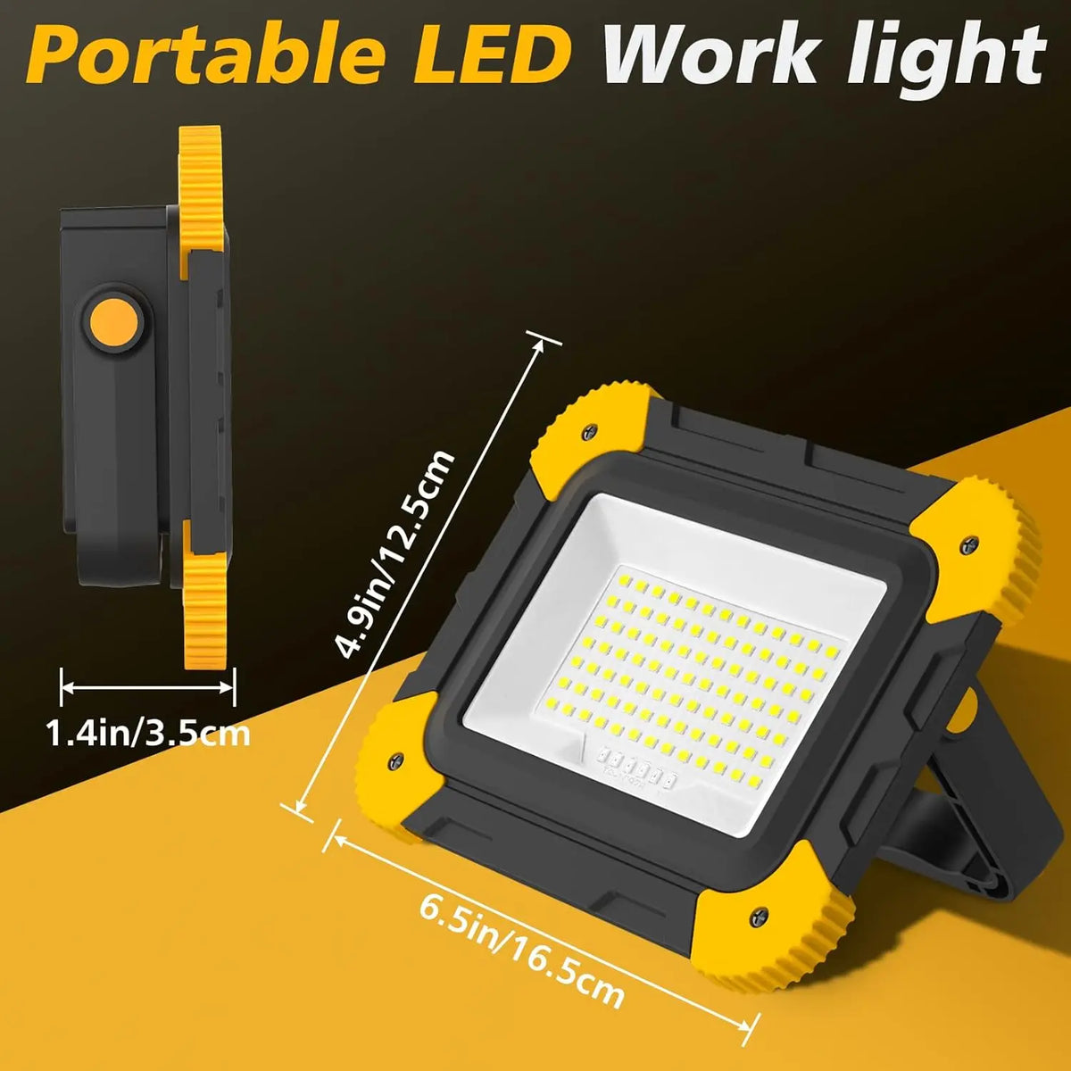 lampe travail led portable noire jaune moderne robuste aimant chargeur camping travauxurgence
