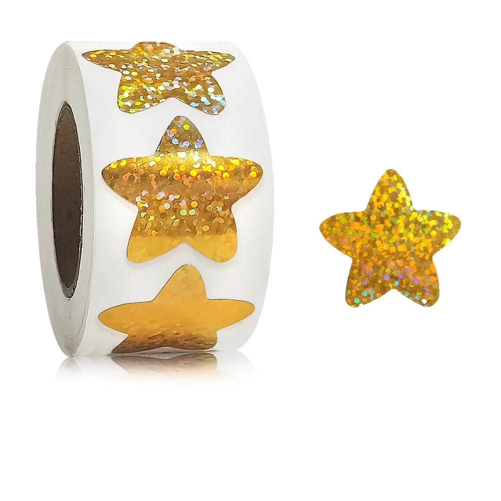 autocollants étoiles pailletées argent doré emballage cadeau décoration ornement 2.5cm festive argentées festive ornementales