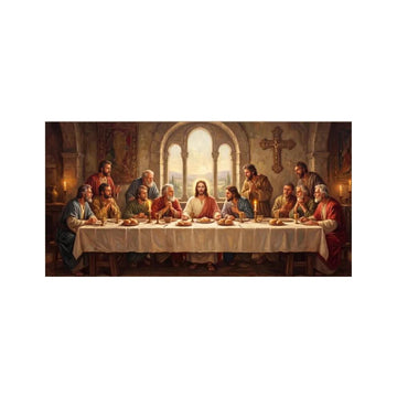 tableau mural toile cène jésus apôtres peinture religieuse classique salon salle manger multicolore personnages