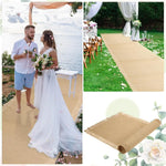 chemin table rustique marron toile jute opacité 6m 1m réception mariage intérieur extérieur
