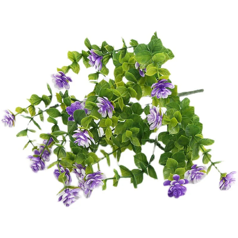 décoration intérieure bouquet artificiel moderne feuilles fleurs simple vert blanc jaune violet rose