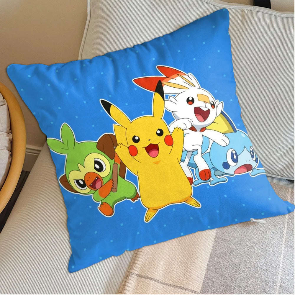 taies d'oreiller imprimées pikachu pokémon décoratives pop art cartoon lit voiture 45x45 cm