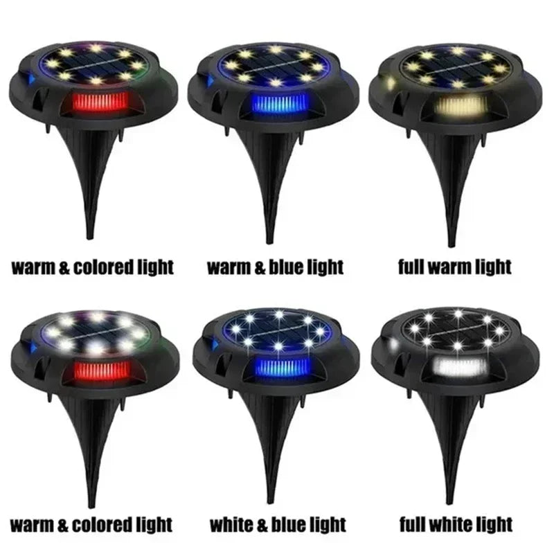lampe solaire led extérieure moderne noire cercle diodes 12 led ip65 rechargeable solaire