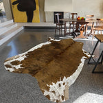 tapis acrylique marron blanc texture naturelle rustique dimension 140x160cm