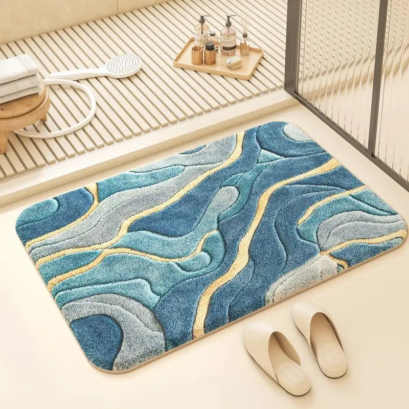 tapis bain moderne motifs géométriques multicolores doux antidérapant polyester salle bain maison
