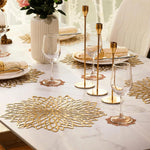 placemats ronds or feuilles élégantes moderne serviettes couverts verres adhésif respectueux environnement vinyle echangement