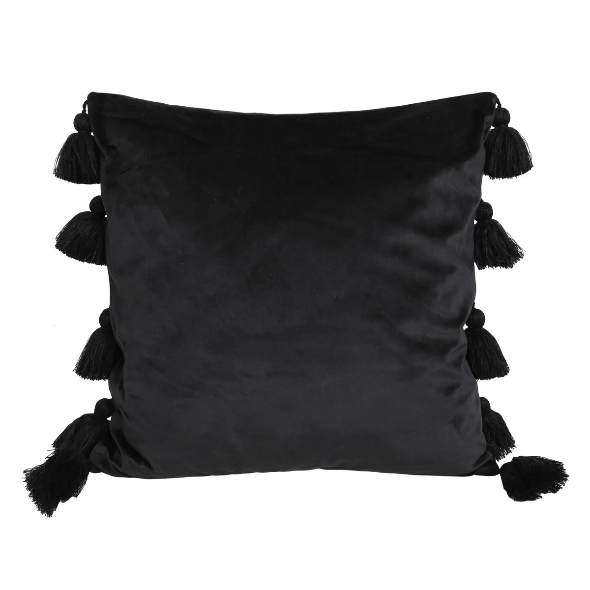 housse coussin velours moderne bohème couleur unie pompon décoratif 45x45cm