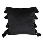 housse coussin velours moderne bohème couleur unie pompon décoratif 45x45cm