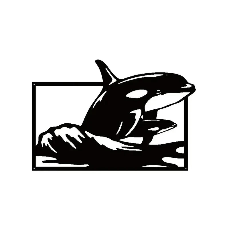 décoration murale plaque orca noir fond blanc moderne graphique intérieur 20x30cm