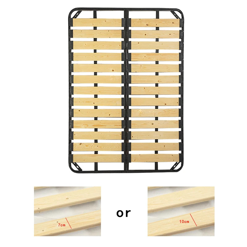 sommier lattes bois clair tête lit rembourrée structure métallique moderne minimaliste