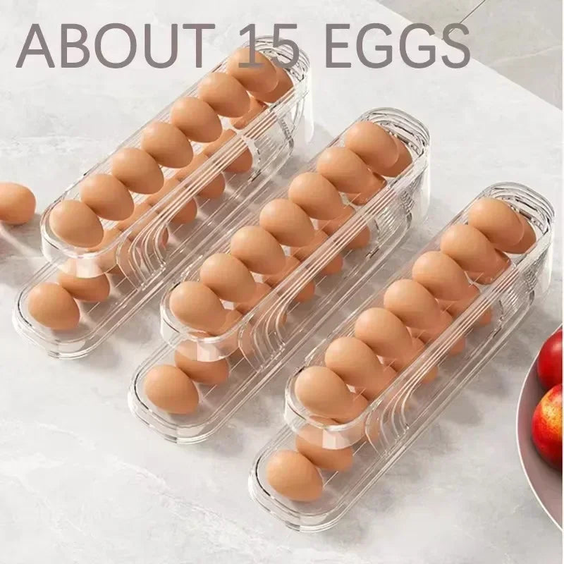 organisateur d'oeufs transparent moderne boîte oeufs plastique rangement réfrigérateur double couche auto distributeur