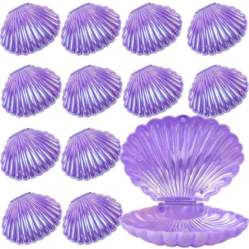 coquillages colorés plastique rose blanc violet rayures verticales modernes boîtes bonbons 10 pièces festives