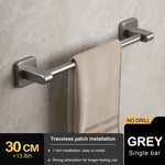 porte serviettes mural gris lisse double barre 30 40 50cm moderne minimaliste fixations murales
