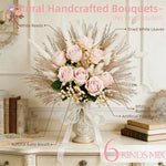 bouquet fleurs artificielles roses pampas boho décoration maison anniversaire valentin