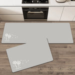 tapis cuisine noir gris motif floral antidérapant moderne minimaliste PVC