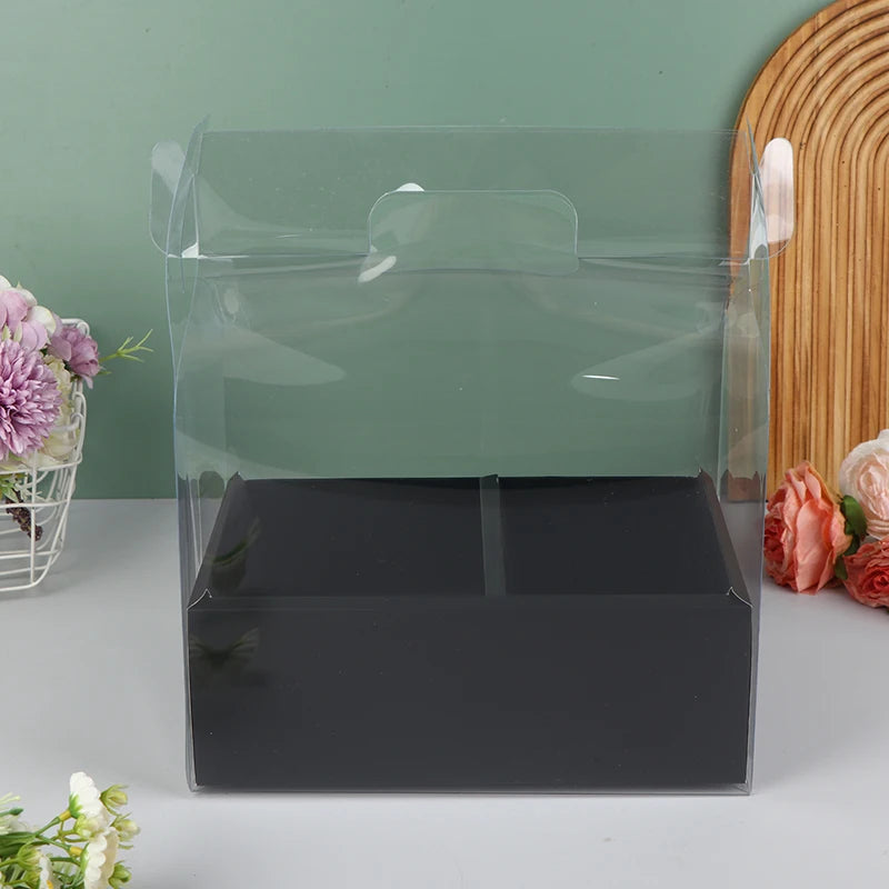boîte gâteau transparente poignée détachable compartiments rose clair LOVE FASHION GIRL moderne minimaliste
