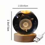 veilleuse boule lumineuse 3d dandelion transparente moderne câble usb base bois déco anniversaire cadeau